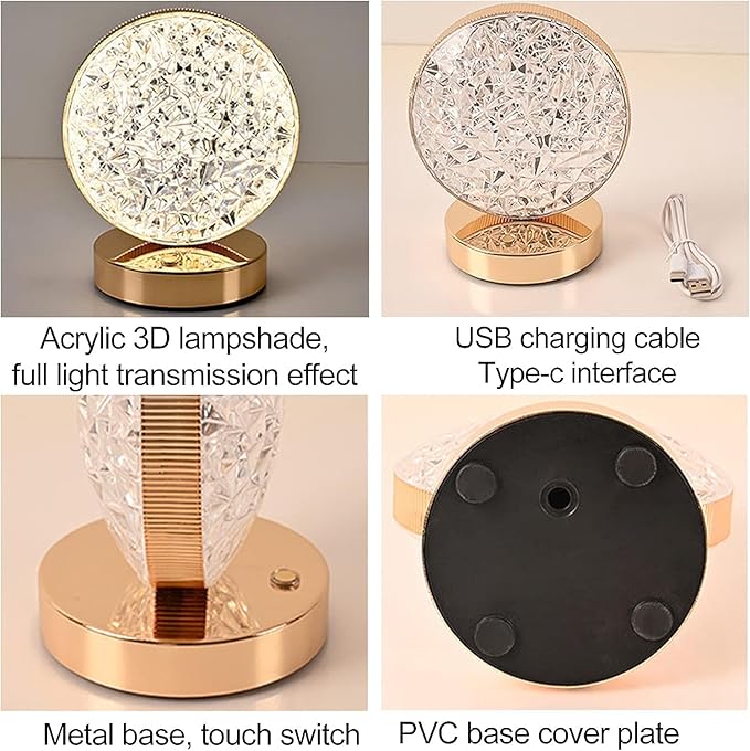 Crystal Round LED Table Lamp Elegant & Modern Lighting