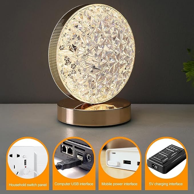 Crystal Round LED Table Lamp Elegant & Modern Lighting
