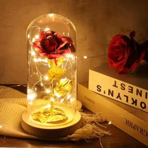 Glass Flower Dome with LED Perfect Gift & Room Décor