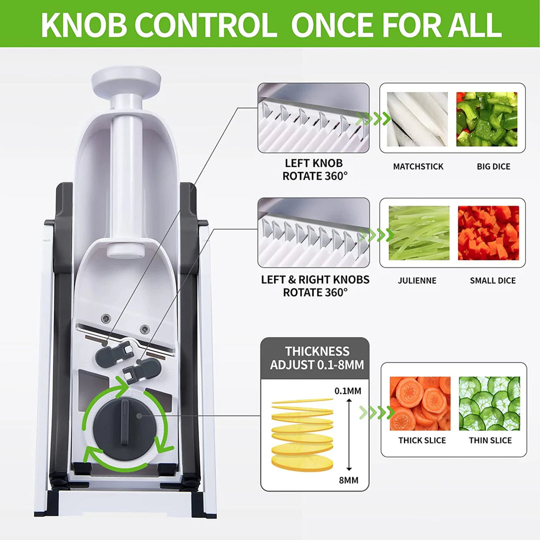 Manual Vegetable Cutter 4-in-1 Mandoline Slicer with Adjustable Thickness