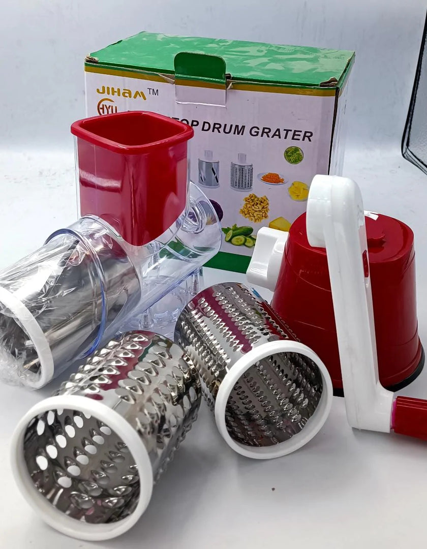 Table Top Drum Grater Manual Slicer, Shredder & Grater for Vegetables, Cheese & Nuts