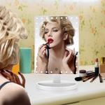 Load image into Gallery viewer, Large LED Makeup Mirror with Adjustable Lights &amp; 360° Rotation white
